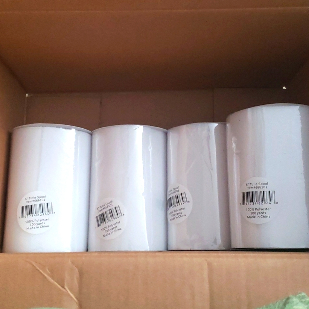 4 rolls WHITE Tulle - NEW - Great Quality